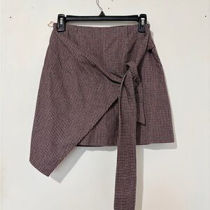 Wilfred Burgundy and Black Asymmetrical Wrap Skirt
